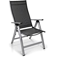 Homeoutfit24 Sun Garden Premium Line - Juego de 1 sillas de jardín con respaldo alto London en plata- silla plegable de…